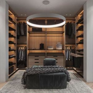 Armoire de style minimaliste moderne, en bois, haut de gamme, série cool et sombre, armoire pour homme - Product Image 1