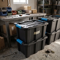 Conteneur de stockage en plastique robuste de 25 L, matériau PP avec poignée, sans BPA, empilable, caisse de stockage logistique, vente en gros