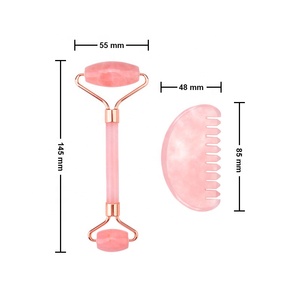 Mushang Vente en gros Ensemble d'outils de massage du visage en pierre naturelle Rouleau en quartz rose de haute qualité et logo personnalisé <span class=keywords><strong>Gua</strong></span> <span class=keywords><strong>Sha</strong></span> - Product Image 3