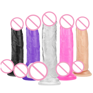 Renkli yapay kristal gerçekçi tasarım yumuşak silikon malzeme ile kadın doğal kauçuk yapay penis - Product Image 1