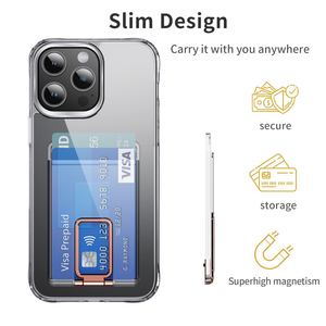 Pemegang kartu magnetik bening transparan, dompet belakang ponsel untuk iPhone 12 13 14 15 dengan dudukan cincin tidak terlihat - Product Image 5