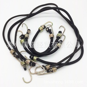 Manufacturer supplies black 8mm iron hook elastic rope, luggage rope, binding rope, camping tent <b>tarp</b> rope - Product Image 1