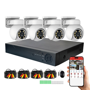 Sistema de Kit DVR con Cámara de Seguridad con Cable, Cámara Analógica AHD TVI CVI con Rotación PT, Conjunto de CCTV para Exteriores, Grabación 24/7, Detección por IA - Product Image 1
