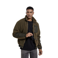 Blouson Bomber Homme Hiver Coupe Slim en Polyester Col Montant Doublé Polaire Veste Décontractée d'Extérieur Fermeture Éclair
