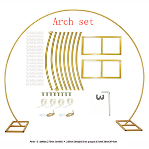 Staffa ad arco in ferro battuto transfrontaliero decorazione <span class=keywords><strong>per</strong></span> <span class=keywords><strong>festa</strong></span> nuziale dorata forniture <span class=keywords><strong>per</strong></span> sfondo da parete arco ad anello a palloncino semicircolare - Product Image 1