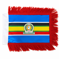Drapeau de table personnalisé pour cérémonie avec franges dorées en polyester satiné pour la décoration de table de banquet et de conférence, vente en gros