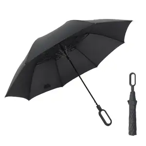 Pazar en çok satan yarı otomatik açık plastik saplı promosyon hediye pazarlama golf şemsiyesi 2 katlanır şemsiye