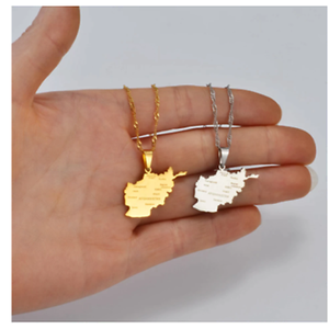 कस्टम 18K गोल्ड अलक अफगानिस्तान शहर फ्लैग मानचित्र हार - Product Image 2