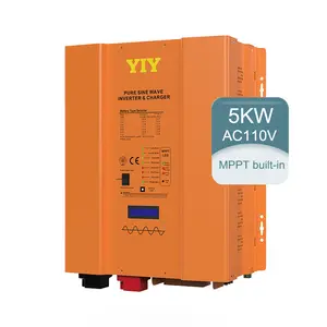 Onduleurs d'énergie solaire hors réseau CE 5kw avec contrôleur de charge Mppt AC 110v Onduleur d'énergie solaire monophasé à onde sinusoïdale pure 5000w