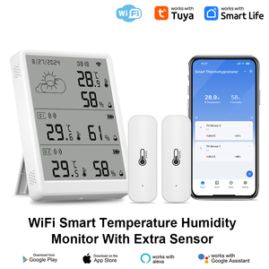 Nouveau moniteur de température et d'humidité intelligent Tuya <span class=keywords><strong>WiFi</strong></span> avec deux capteurs supplémentaires, alerte de notification, horloge <span class=keywords><strong>WiFi</strong></span> - Product Image 6