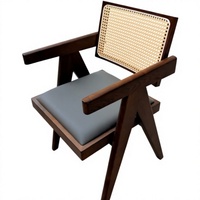 Fauteuil contemporain en bois avec dossier tissé et assise en tissu, chaise de loisirs moderne pour salon, hôtel, maison, bar