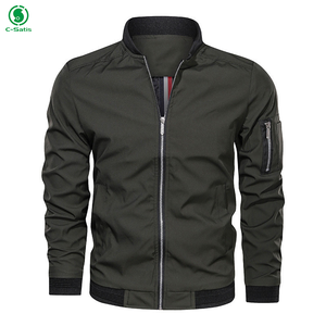 Vestes <span class=keywords><strong>bomber</strong></span> noires à fermeture éclair pour hommes, manches longues, veste <span class=keywords><strong>bomber</strong></span> décontractée en polyester pour hommes - Product Image 3