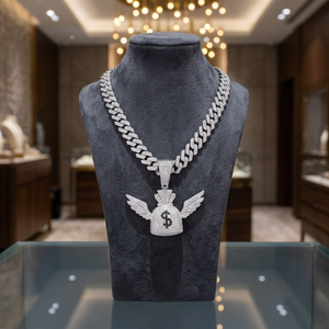 Collar con Colgante de Bolsa de Dinero Estilo Hip Hop, con Incrustaciones de Diamantes, Cadena Cubana de Plata 925, Joyería para Hombres y Mujeres - Product Image 4