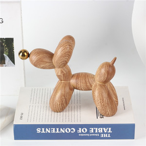 Meijian populaire vente Statue décoration résine Imitation bois ballon chien maison bureau accessoires <span class=keywords><strong>lapin</strong></span> décor à la maison - Product Image 3