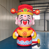 Grande mascotte gonflable Cai Shen en tissu Oxford, dieu de la fortune à barbe rose et blanche, avec lingot, pour la cour du Nouvel An lunaire