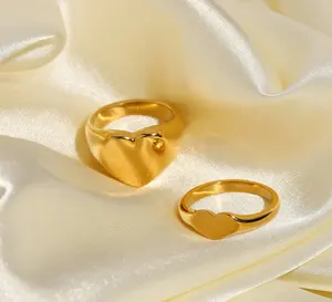 Tarnish anéis brilhantes de coração, joias livre de 18k banhadas a ouro 316l, inoxidlesxiaomil, anéis de coração, 5g