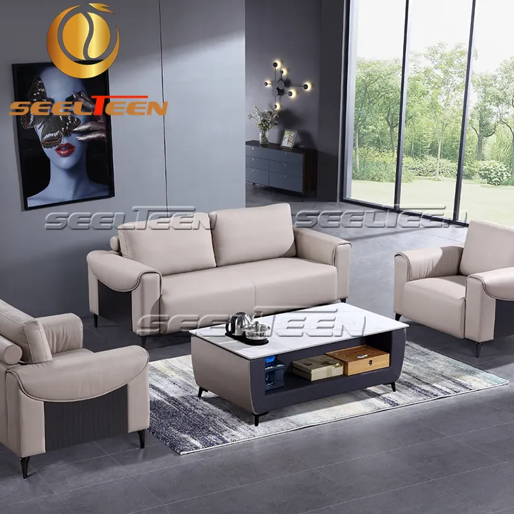 Nieuw Binnen Luxe Moderne, Schone Stijl Woonkamer Lederen Lounge Sofa Set Meubels