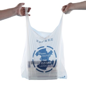 YC Clear Strong 100% Biodegradable T-shirt Vest Bags Carrier Reusable PE Handle Packaging Bags Shopping Custom Plastic Bags