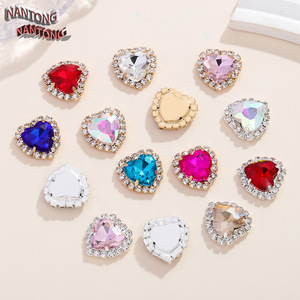 Bordure en strass en forme de cœur, accessoires de couture en cristal de verre pour robe de mariée, commandes personnalisées DIY, origine Yiwu - Product Image 2