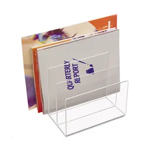 Rõ ràng Acrylic giữ thư mục với 3 phần rõ ràng văn phòng bàn tập tin SORTER cho tài liệu thư Giấy cuốn sách phong bì tổ chức