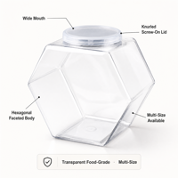Gobelet hexagonal transparent en PET de 850 ml, multi-tailles, avec logo personnalisé, forme de réservoir de poissons pour smoothies et milkshakes