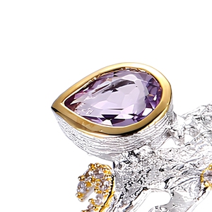 Anello in Argento Sterling 925 <span class=keywords><strong>con</strong></span> <span class=keywords><strong>Ametista</strong></span> Naturale Fatto a Mano in Stile Retrò - Product Image 5