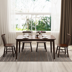 Juego de mesa de comedor de madera maciza de 6 piezas, rectangular, estilo nórdico, para comedor en casa - Product Image 3