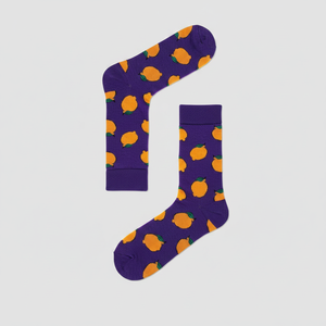 Calcetines de Seda con Estampado Floral de Limón Morado, Transpirables y Ligeros para Uso Diario, Talla Única, Logotipo Personalizado en el Calcetín - Product Image 2