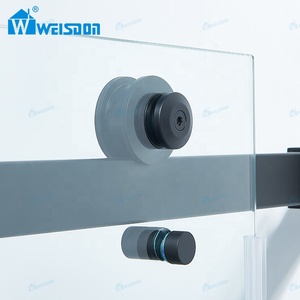 Puerta de <span class=keywords><strong>Bañera</strong></span> Corredera de <span class=keywords><strong>Vidrio</strong></span> <span class=keywords><strong>Templado</strong></span> Sin Marco de Acero Inoxidable de Alta Calidad Weisdon, Color Negro Mate - Product Image 5