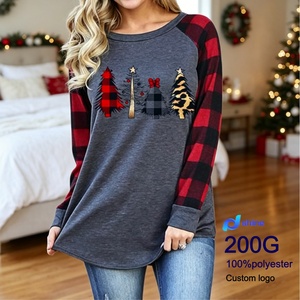 T-<span class=keywords><strong>shirt</strong></span> personnalisé imprimé pour Noël, manches longues, col rond, impression 3D, t-<span class=keywords><strong>shirt</strong></span> pour <span class=keywords><strong>femme</strong></span> pour l'automne et l'hiver - Product Image 1