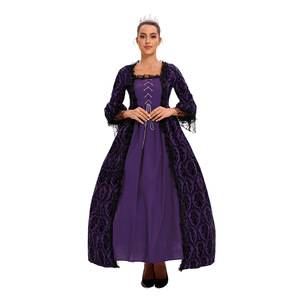 Abito da Festa Retrò Elegante con Colletto Quadrato e Pizzo per Donna Adulta, Costume da Principessa per Halloween, Cosplay Medievale per Teatro, TV e Cinema - Product Image 5