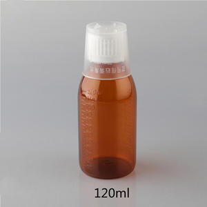 Pet hổ phách Chứa ho Syrup chai thuốc lỏng chai nhựa với xi-rô đo cốc thuốc - Product Image 5