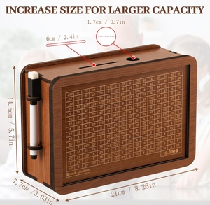 High Quality Custom Wooden Piggy Bank Money <strong>Saving</strong> <strong>Box</strong> with Pen for Adults and Kids - Product Image 6