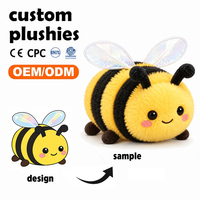 Peluche Abeille Personnalisée, Jouet Doux en Peluche, Mascotte Insecte avec Ailes Irisées pour Cadeau d'Anniversaire Enfant, Vente en Gros