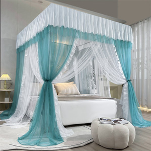 2023 새로운 공주 스타일 프랑스 스타일 궁전 모기장 가정용 침실 맨틀 원사 더블 플로어 타입 두꺼운 브래킷 - Product Image 1