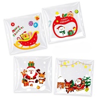 Sacs en plastique transparents à fermeture autocollante, motif de Noël de dessin animé, pour bonbons, biscuits, emballage cadeau jetable, sacs en plastique vides, vente en gros