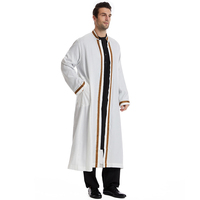 Vêtements pour hommes musulmans Saudi Jubba Thobe Islamique Ramadan Noir Abaya Broderie Devant Ouvert Robe en coton Robe Caftan pour hommes Dubai