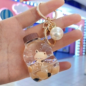 Dầu Đầy Trà Sữa Gấu Bong Bóng Trà Sữa Cốc Cà Phê Màu Gấu <span class=keywords><strong>Keychain</strong></span> Cát Chai Acrylic Mặt Dây Chuyền - Product Image 4