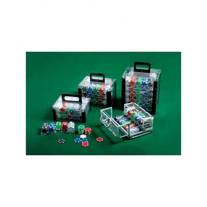 Boîte transparente carrée en céramique, ensemble de puces de Poker, 1000 pièces