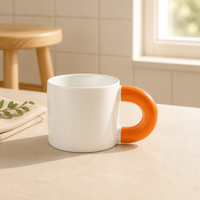 Mug à café en céramique 330 ml en gros, avec logo personnalisé, poignée colorée épaisse, tasse émaillée pour café, hôtel, cadeau d'entreprise, promotion