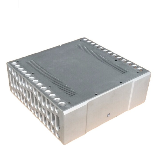 LEITE CNC All Aluminum Cabinet Chassis Case Box for DIY Audio Power Amplifier OEM Custom Made 430mm*150mm*410mm Micro Machining