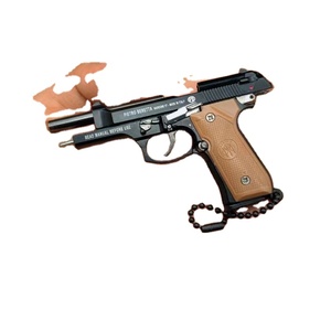 NUOVO 2024 Portachiavi Mini Pistola Blnieece Beretta 92F in Scala 1/3 in Lega Metallica con Stampa a Rotocalco Marrone/Arancione - Product Image 4