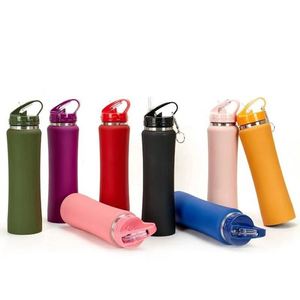 Botella de Agua Deportiva Ligera para Exteriores, 600ml 750ml, Acero Inoxidable, Aislamiento al Vacío, Tapa con Pajita, Mosquetón, para Senderismo y Viajes - Product Image 6