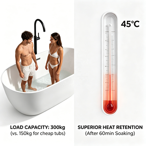 Baignoire autoportante moderne en acrylique pour adulte, ovale, profonde, sans joint, pour salle de bain domestique ou hôtelière - Product Image 4