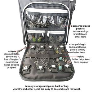 Sac de rangement pour articles de toilette BSCI, pliable, kit de voyage avec étui organisateur de bijoux, gris - Product Image 6