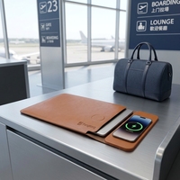 Nouvelle Housse pour Ordinateur Portable 15W à Charge Rapide Sans Fil avec Batterie Externe, Étui en Cuir Premium pour Ordinateur Portable, Idéal pour les Voyages d'Affaires, Breveté