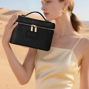 Ladies Saffiano Pu Leather Travel Toiletry <b>Case</b> Portable Handle <b>Makeup</b> <b>Vanity</b> Box Dopp Kit Cosmetic Bag - Product Image 3