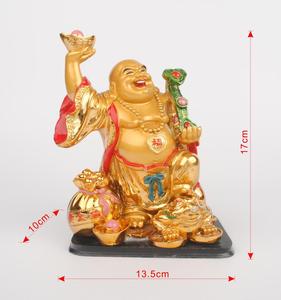 <span class=keywords><strong>Statua</strong></span> di <span class=keywords><strong>Buddha</strong></span> Dorata in Posizione di Riposo che Sostiene Lingotti e Ruyi - Product Image 6