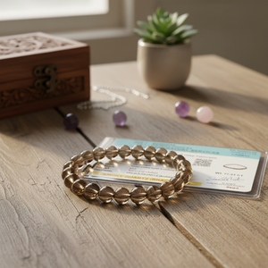 Gemstone 8 MM Semi-Precious Smokey Quartz Elastic <b>Bracelet</b> Handmade Beaded Jewelry with Certificate Card - Product Image 3