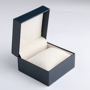 Boîte à montre carrée en similicuir anti-poussière avec logo personnalisé, faible MOQ, haut de gamme, bleue, pour collection de montres, emballage cadeau pour bijoux - Product Image 5